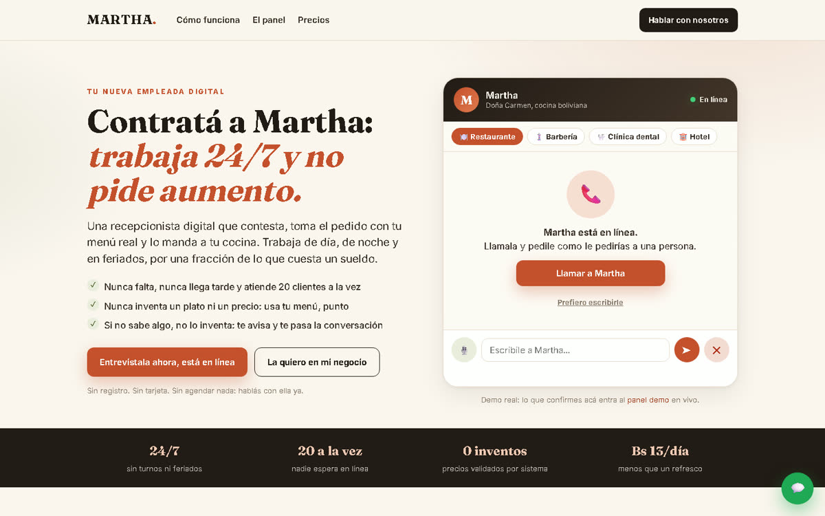 Martha · recepcionista digital, criado por Johnny Ferrante