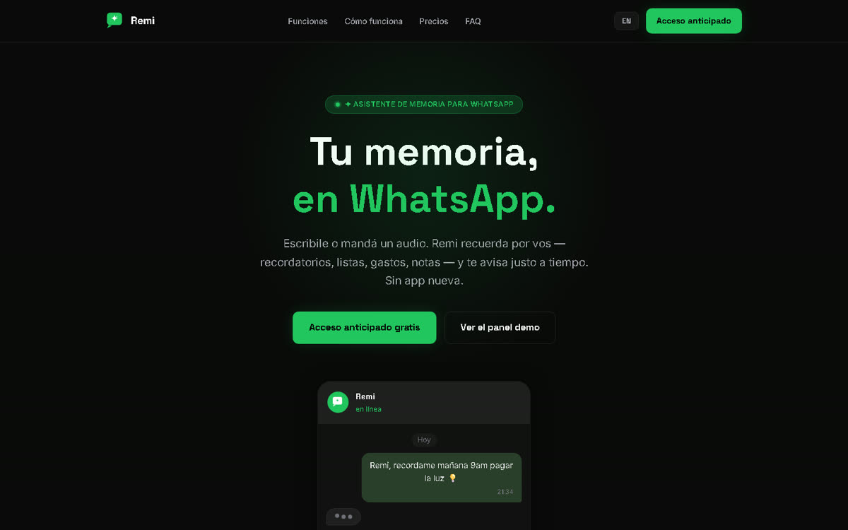 Remi · sua memória no WhatsApp, criado por Johnny Ferrante